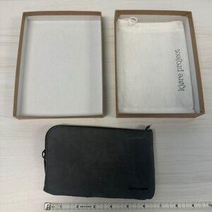 Kjore Project - Leather Suede Pouch - Gray - 6.5 x 4 Inches